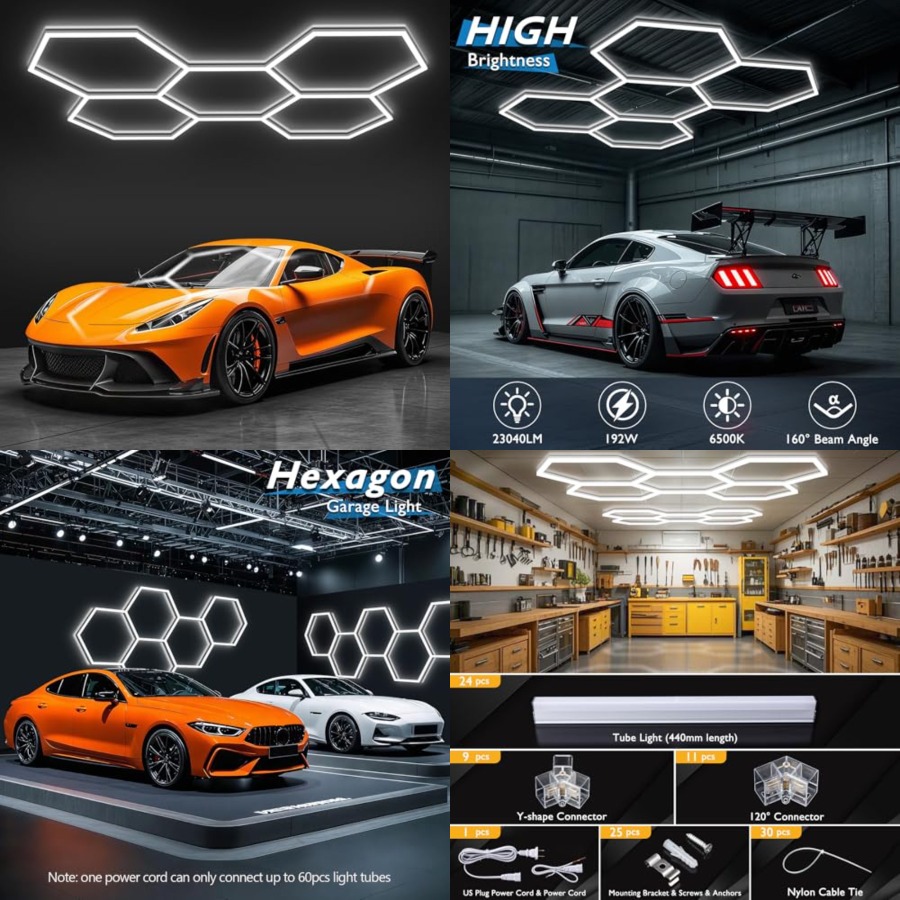 Hexagon Garage Lights, LED Hon - Car Led Light recension och pris